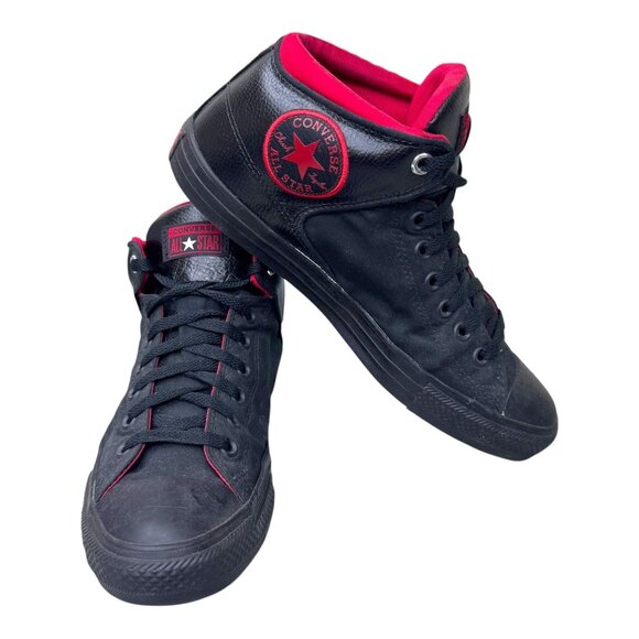 Converse All Star 164883C Chuck Taylor High Top Black Red Men's 10 Women's 12 - Picture 1 of 13